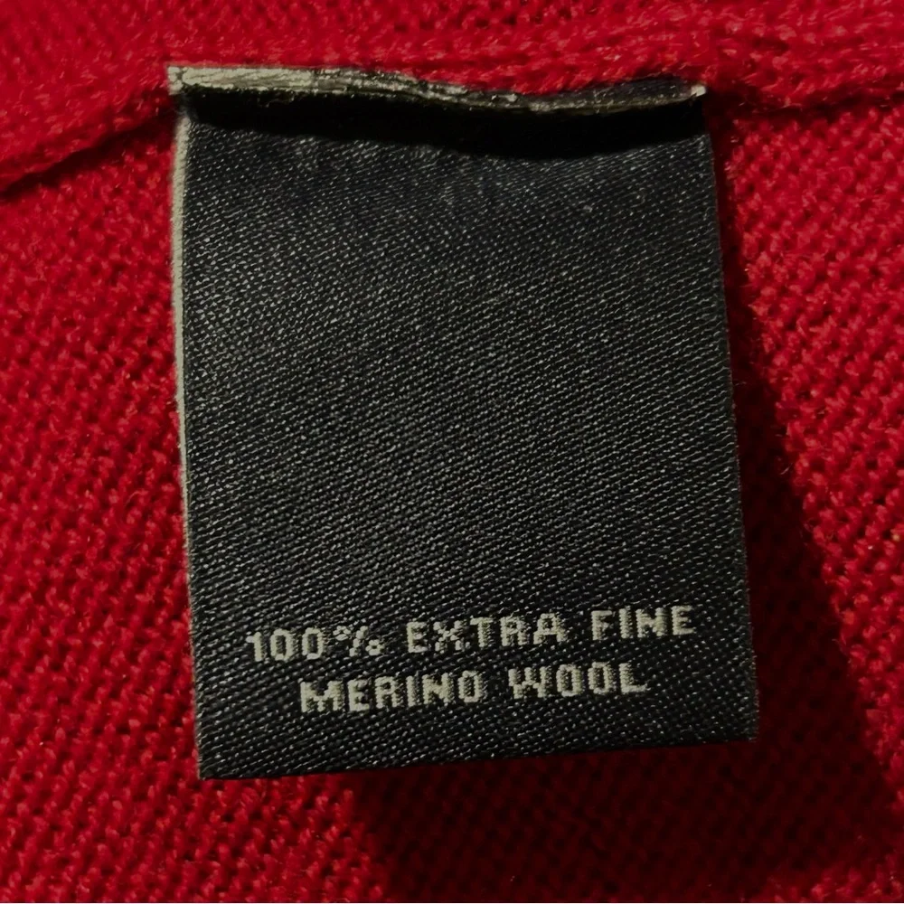 Men’s Red Merino Wool V-Neck Sweater Vest - Size 2XT
